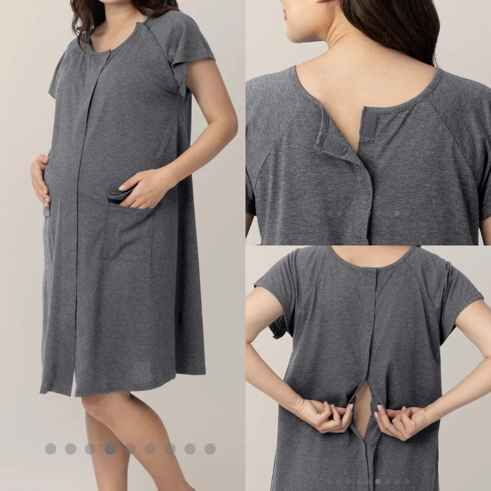 Kindred Bravely Universal Labor & Delivery Gown Grey Heather